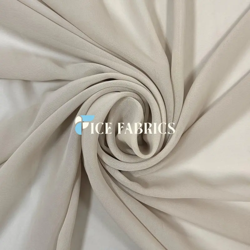 Beige Soft Poly Chiffon Fabric – Sheer Drapable Material 1
