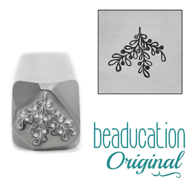 Berry Branch Or Mistletoe Motif Metal Stamp, 10Mm – Beaducation Original 1