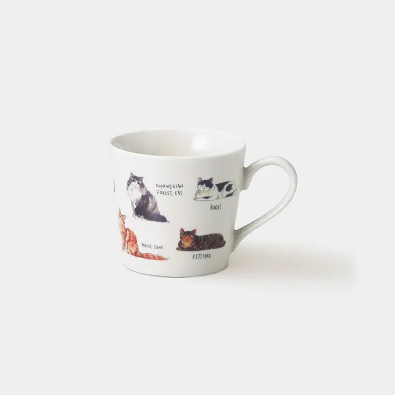 Bicolor Cat Ceramic Mug – Relaxing Cats Series | Mino Ware By Marumo Takagi 1