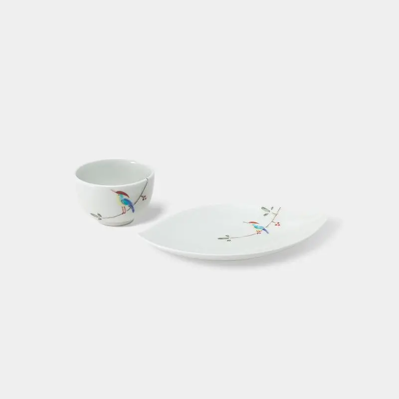 Birds On Branch Japanese Tea Pot And Dish Set – Nature-Inspired Hasami Ware By Saikai Toki 1