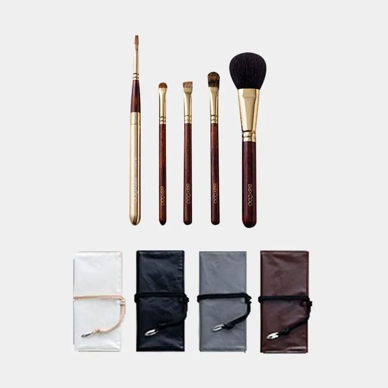 Bisyodo 5-Piece Essential Brush Set With Compact Pouch – Core Makeup Toolkit 1