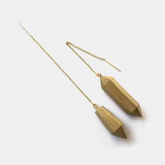 Biwako No Shizuku Buddhist Altar Accessory – Pierced Earrings In Zelkova Wood | Kiki, Hikone 1