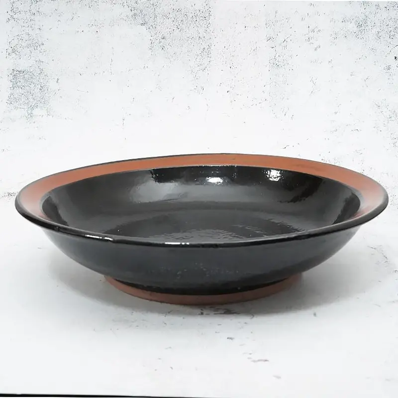 Black Ceramic Bowl With Red Accented Rim | Mori Toki | Otani Ware 1