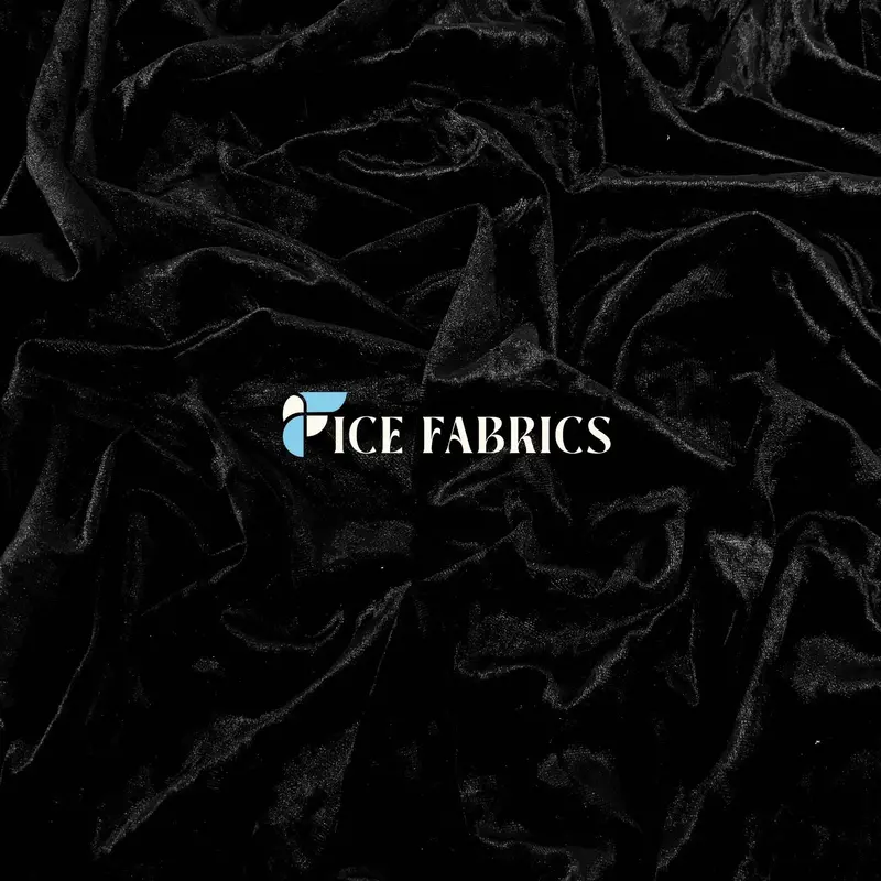 Black Crushed Stretch Velvet Upholstery Material | Velvetcrush 1