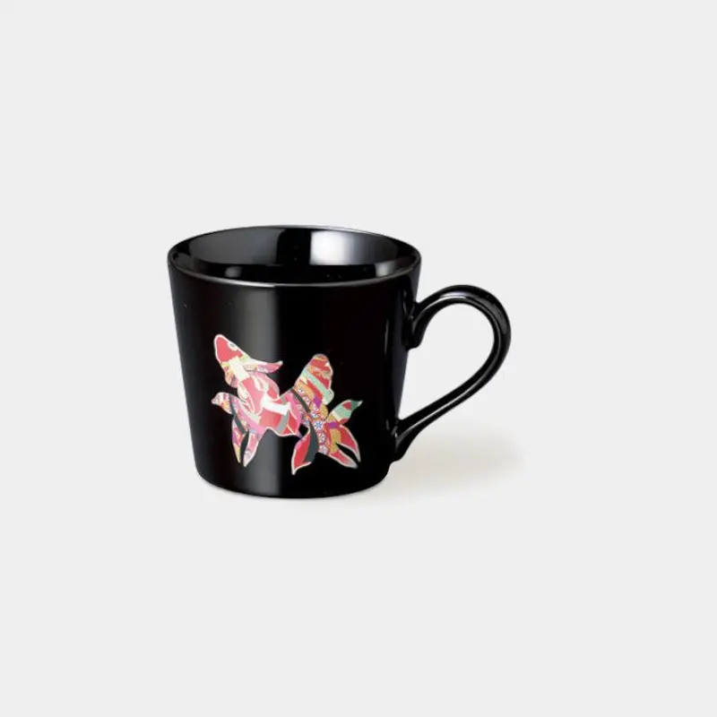 Black Goldfish Design Ceramic Mug – Traditional Mino Ware By Marumo Takagi 1