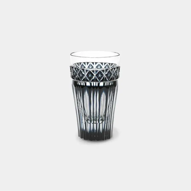 Black Kiriko Beer Tumbler | Traditional Satsuma Cut Glass | Paulownia Storage Box 1