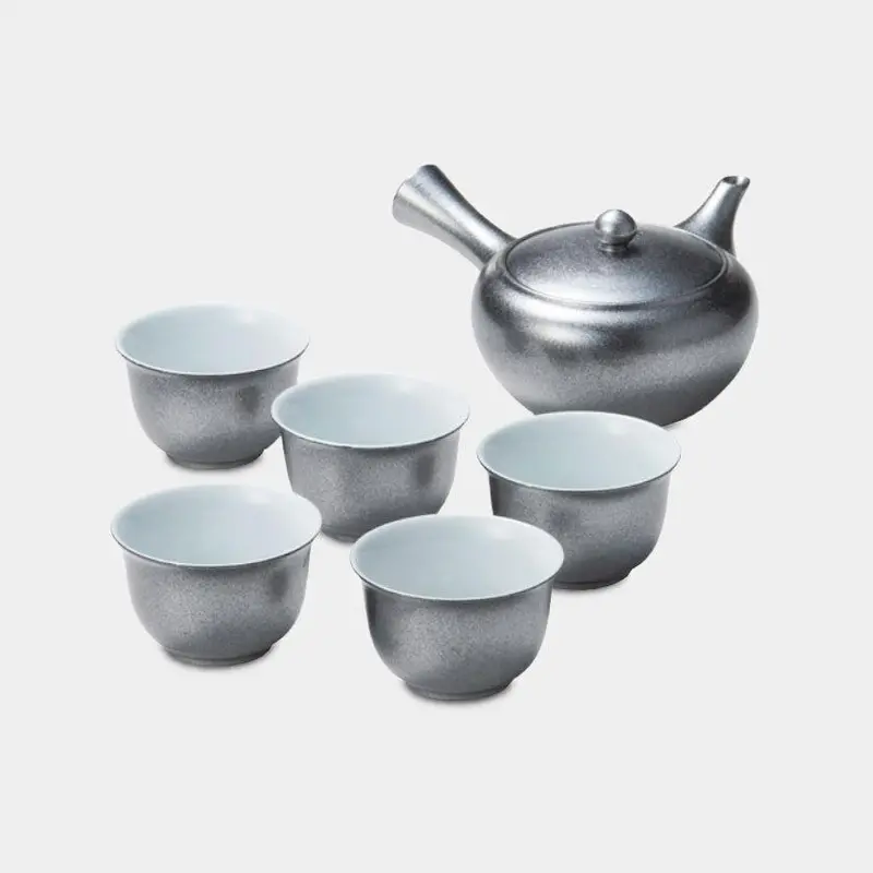 Black Lacquer Teapot And Cup Set – Mino Ware By Marumo Takagi 1