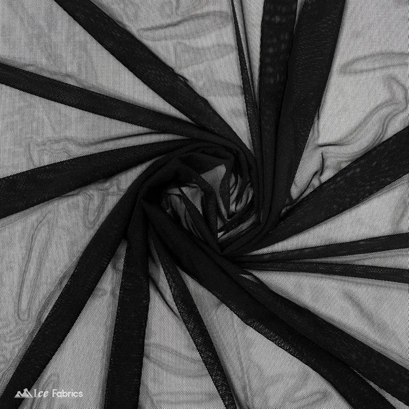 Black Nylon-Spandex Power Mesh Fabric With 4-Way Stretch 1