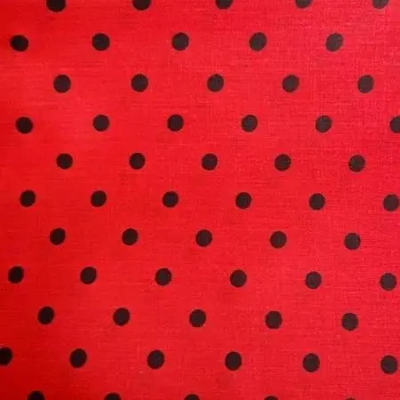 Black-On-Red Half-Inch Polka Dot Polyester-Cotton Fabric By The Yard 1