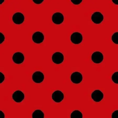 Black Polka Dot Cotton-Polyester Fabric – 1-Inch Dots On Vibrant Red Base 1
