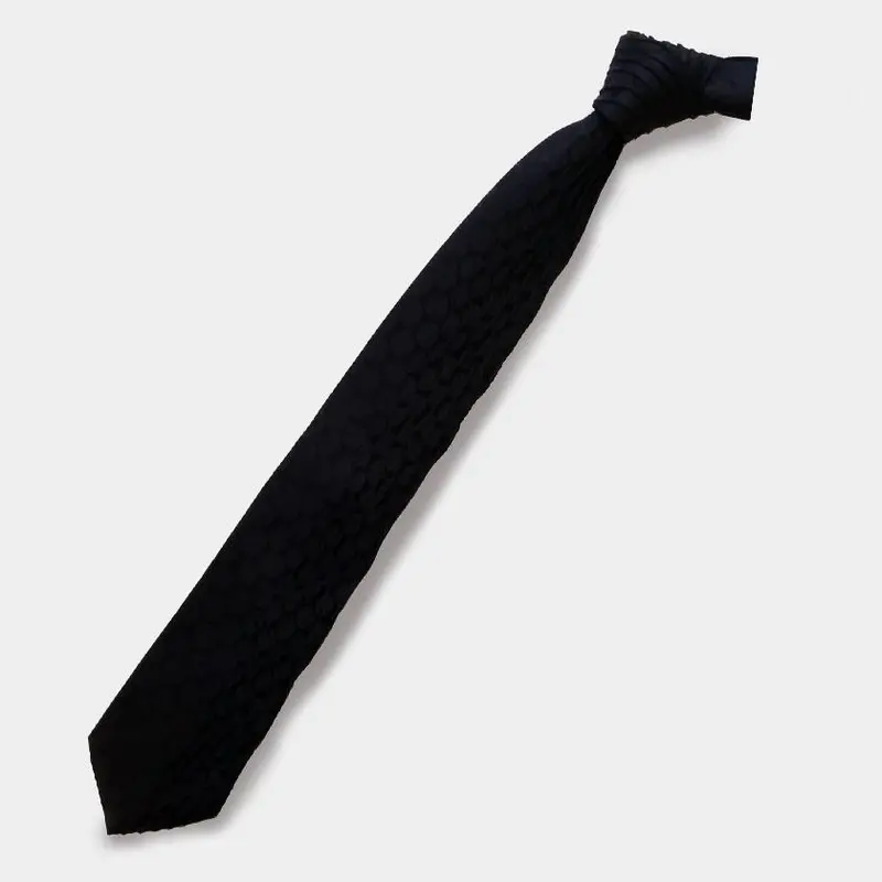 Black Polka Dot Pleated Tie | Nekado Brand | Premium Nishijin-Ori Craftsmanship 1