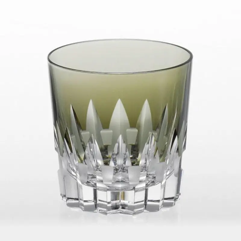 Black Whiskey Rocks Glass – Ancient Parallel-Cross Design, Kagami Crystal 1