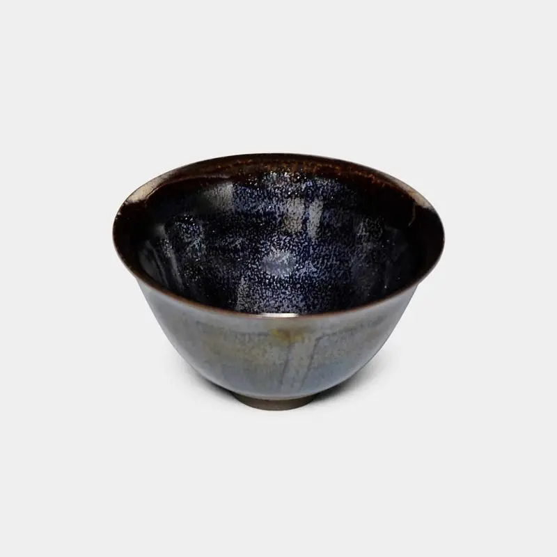 Blue Bright Tenmoku Sake Cup – Artisan Kyoto Ceramic 1