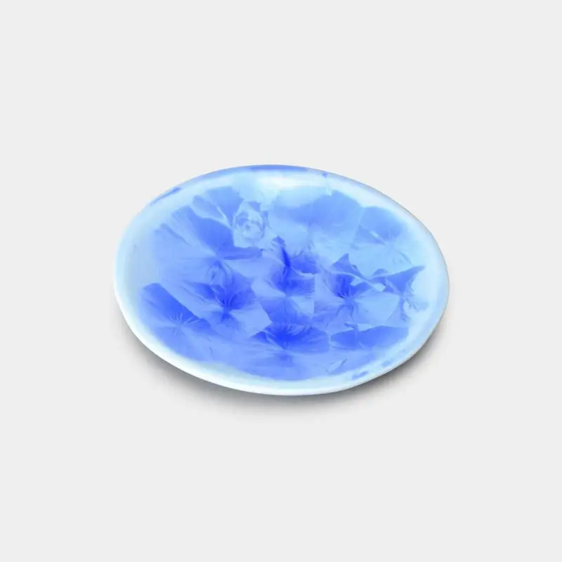 Blue Flower Crystal Small Dish – Delicate Ceramic Plate, Touan × Kyoto Kiyomizu 1