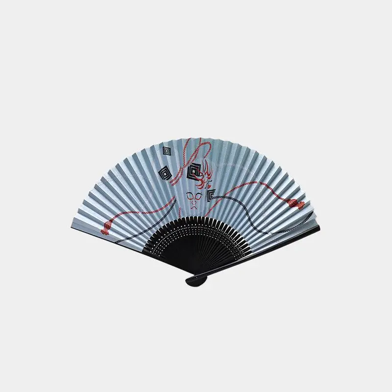 Blue Kumadori Kabuki Fan – Nagoya-Made Folding Fan With Theatrical Art | Suehirodo 1