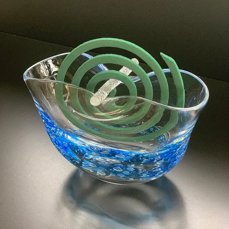 Blue Mosquito Coil Holder – Functional Glass Incense Stand 1