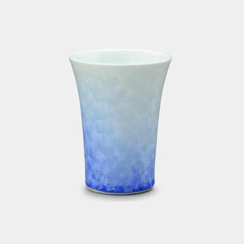 Blue-On-White Flower Crystal Free Cup – Minimalist Ceramic Mug, Touan × Kyoto Kiyomizu 1
