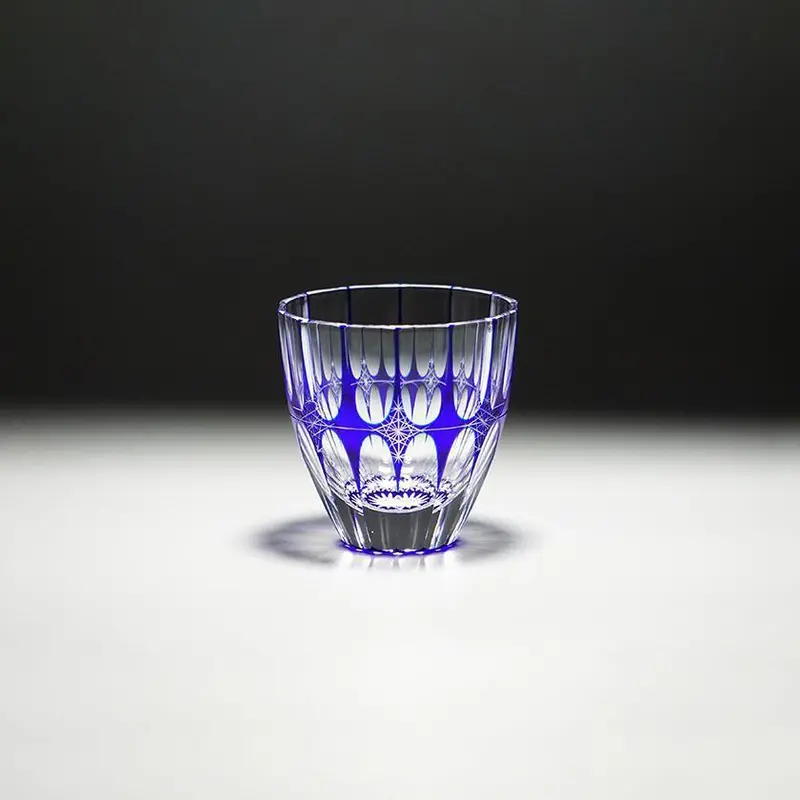Blue Rinzen Guinomi Sake Cup – Artisan Kiriko Glass 1