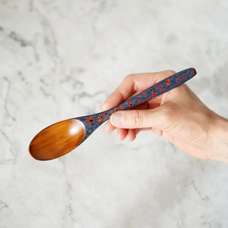 Blue Tsugaru-Nuri Lacquer Spoon (Large) | Traditional Japanese Lacquerware By Yasuharu Masukawa 1