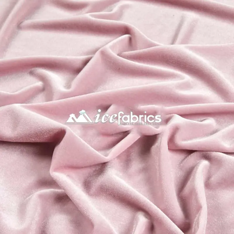 Blush Pink Luxury Stretch Velvet Fabric With Spandex 1