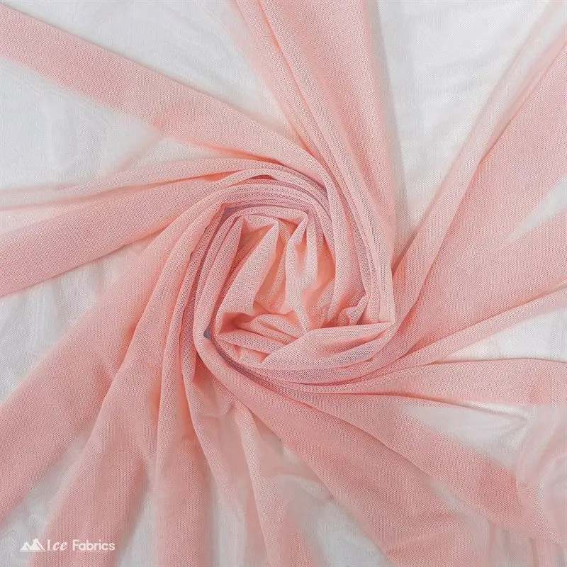 Blush Pink Nylon-Spandex Power Mesh Fabric With 4-Way Stretch 1