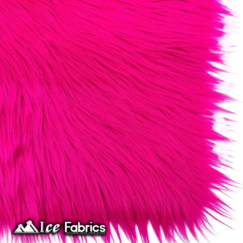 Bold Fuchsia Shaggy Faux Fur Material – Icefabrics Square Weave 1