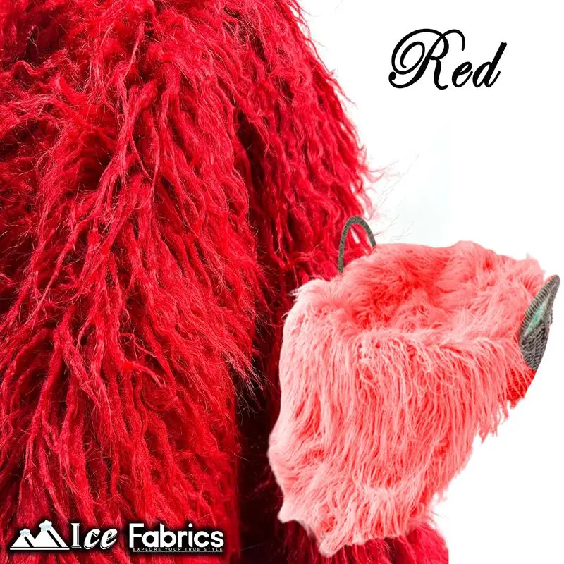Bold Red Mongolian Faux Fur Fabric – Yeti Luxe High-Pile Luxury 1