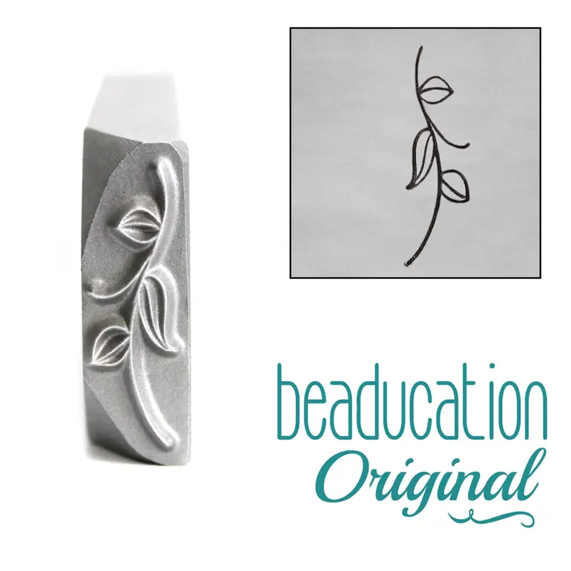 Botanical Stem With Leaves Metal Design Stamp – 16.5Mm Beaducation Original 1