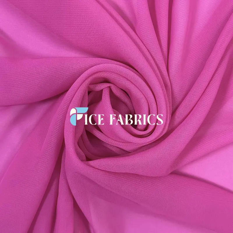 Bright Fuchsia Sheer Chiffon Fabric – Vibrant Polyester Chiffon 1