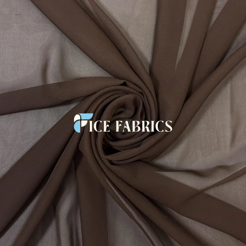 Brown Mia Sheer Chiffon Fabric – Rich Earthy-Tone Soft Polyester Chiffon 1
