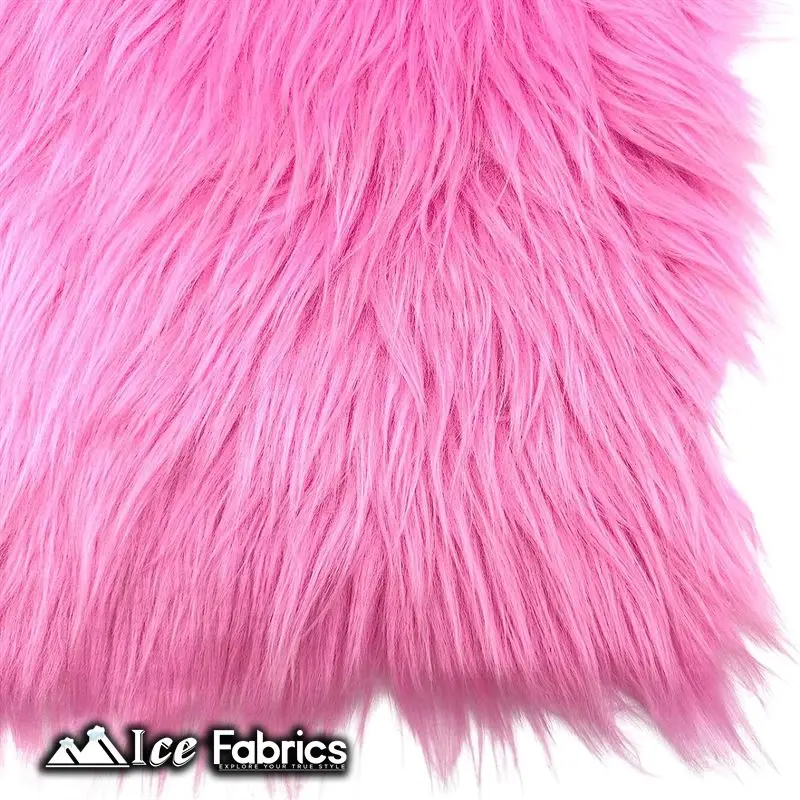 Bubblegum Pink Plush Faux Fur – Icefabrics Square Shaggy Design 1
