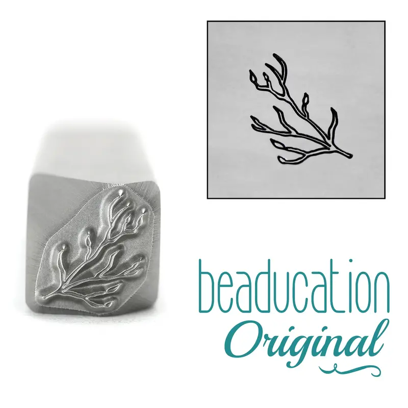 Bud-Adorned Left-Pointing Branch Metal Stamp, 10.5Mm – Beaducation Original 1