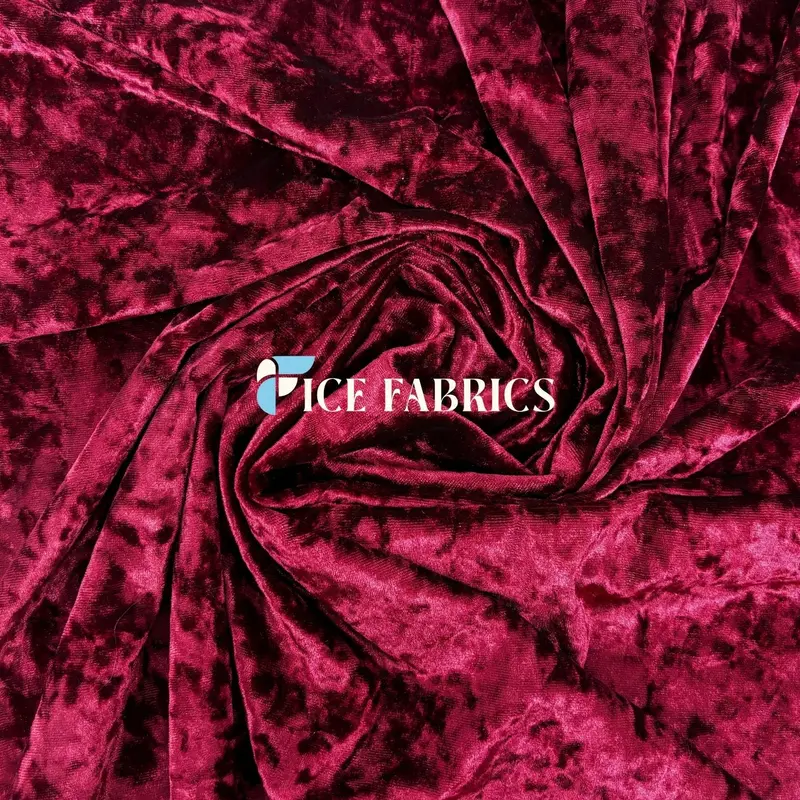 Burgundy Crushed Stretch Velvet Fabric For Interior Design | Velvetcrush 1