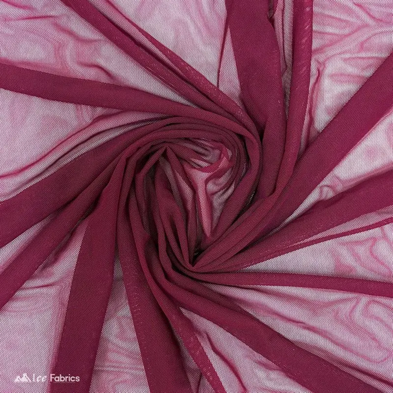 Burgundy Nylon-Spandex Power Mesh Fabric With 4-Way Stretch 1