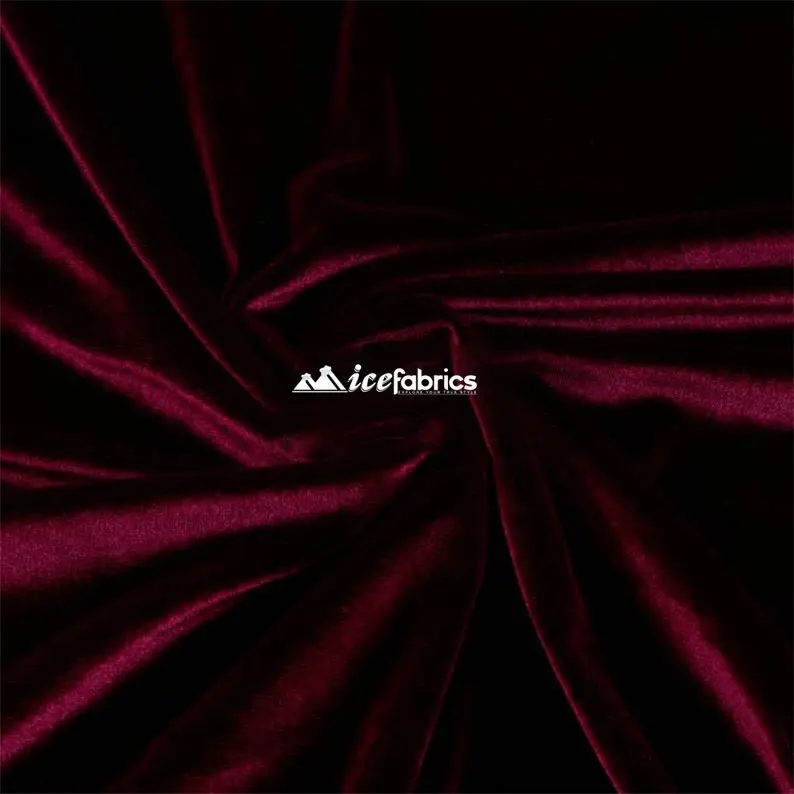 Burgundy Stretch Velvet Fabric With Spandex – Classic Elastic Knit 1