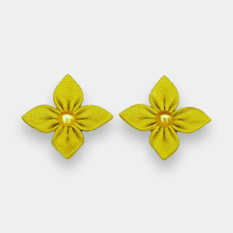 Canary Yellow Cloth Flower Accessory – Vibrant Tsumami Kanzashi Hair Ornament 1