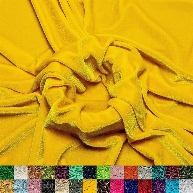 Canary Yellow Stretch Velvet Upholstery Material – Cheerful & Elastic 1