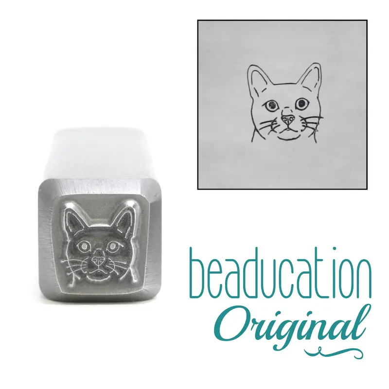 Cat Face Outline Metal Stamp, 8Mm – Beaducation Original 1