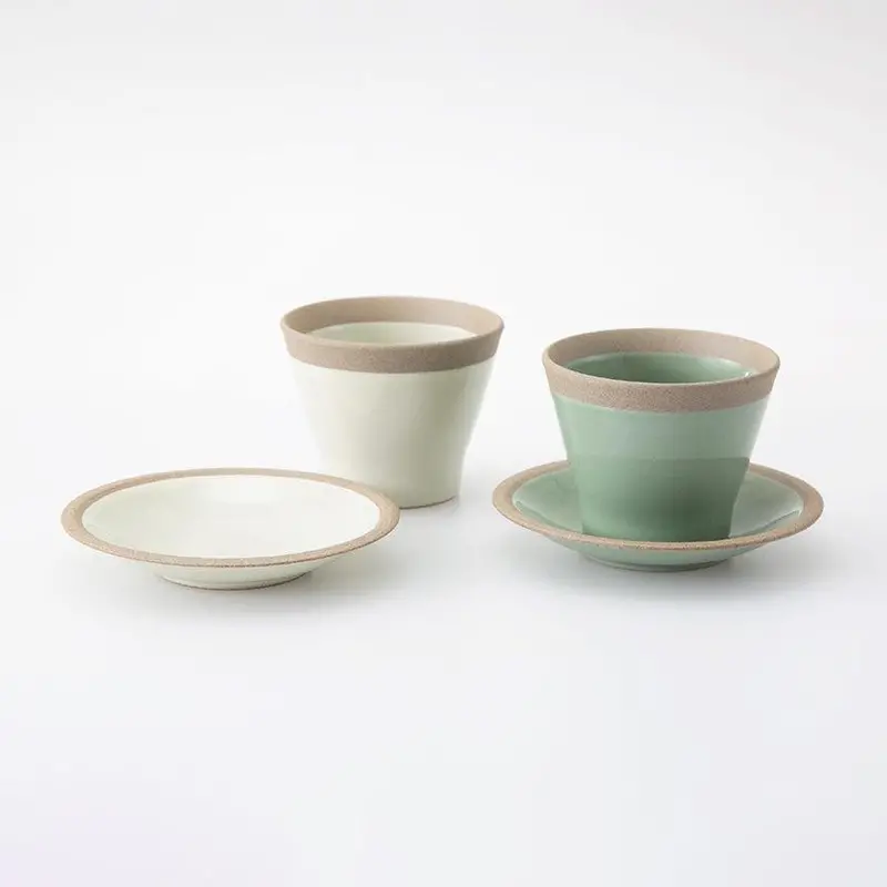 Ceramic Cup And Tray Pair – Hasami Ware Pottery Set 1