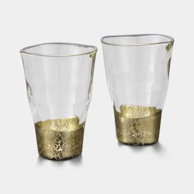 Champagne-Gold Tumbler Mug Pair – Premium Kanazawa Gold Leaf Accents By Hakuichi 1