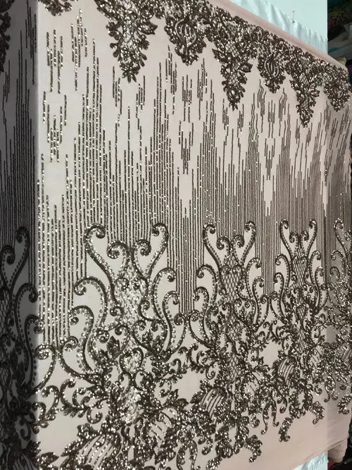 Champagne Luxury Stretch Sequin Fabric – 4-Way Spandex Yardage For Couture Gowns 1