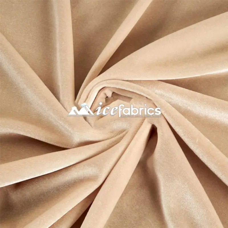 Champagne Luxury Stretch Velvet Fabric With Spandex 1