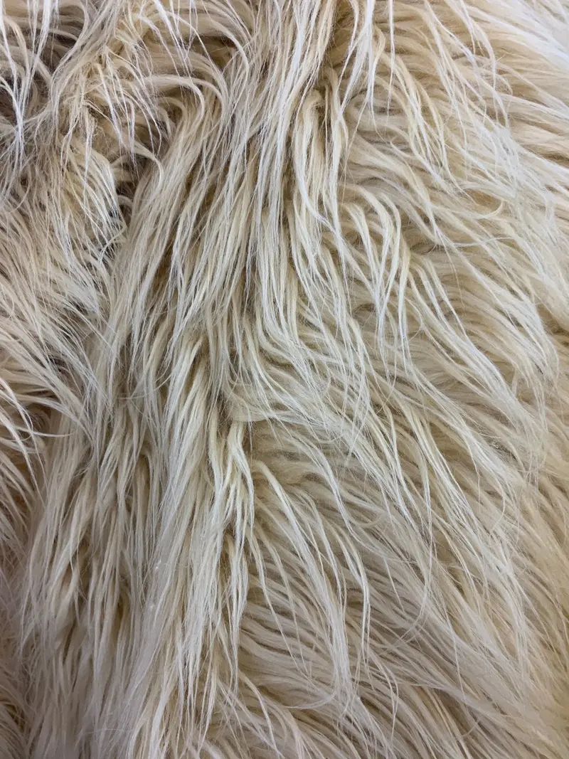 Champagne Mongolian-Style Long-Pile Faux Fur Fabric – Sold By The Yard 1