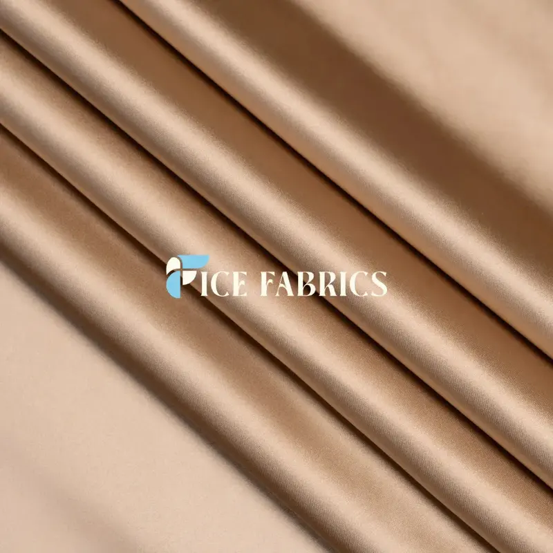 Champagne Stretch Silk Satin Fabric 1