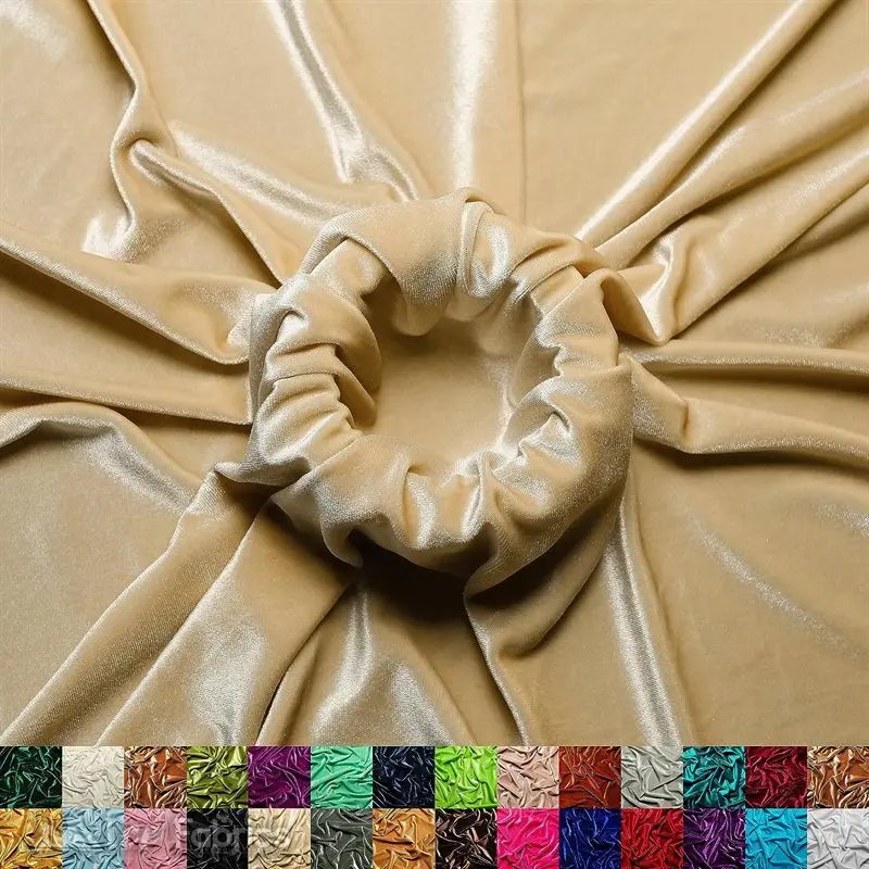 Champagne Stretch Velvet Upholstery Cloth – Subtle Sheen & Softness 1