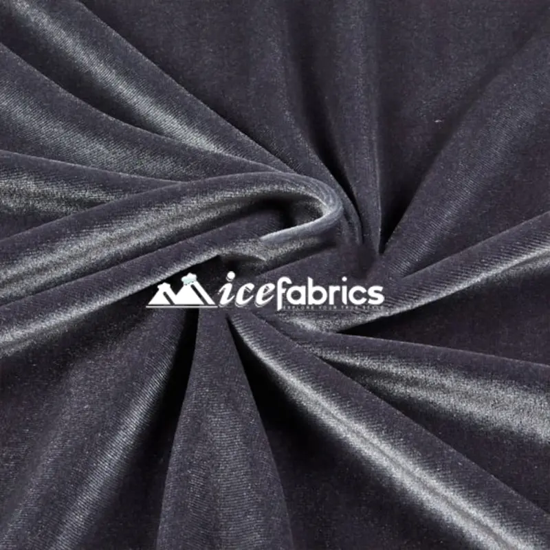 Charcoal Gray 4-Way Stretch Velvet Fabric Sold By The Yard 1