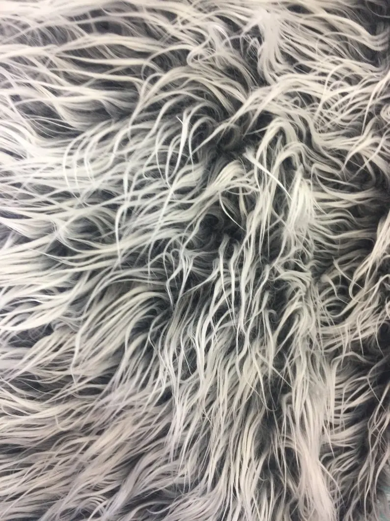 Charcoal Gray Polar Bear Faux Fur Fabric – 4" Long Pile 1
