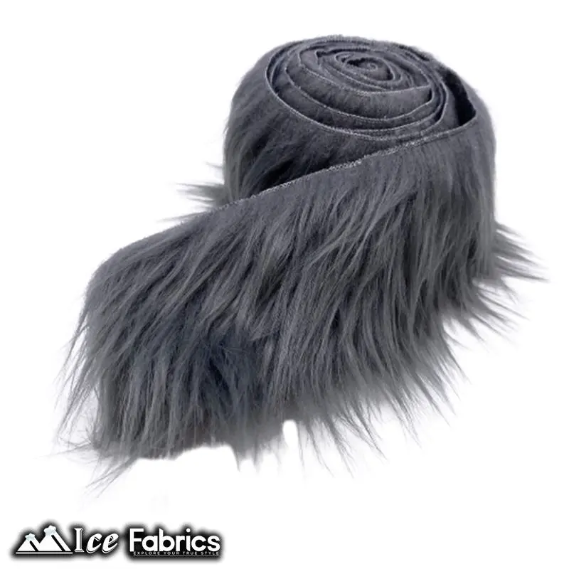 Charcoal Pre-Cut Mohair-Like Shaggy Ribbon Fabric Roll | Nivarasoft 1