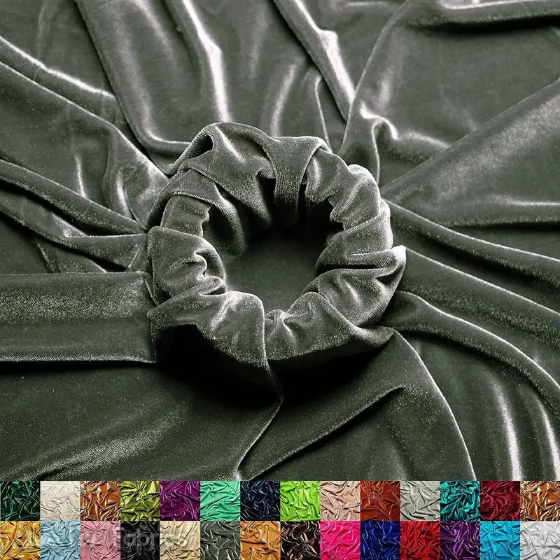 Charcoal Stretch Velvet Fabric – Sleek, Modern Upholstery Choice 1