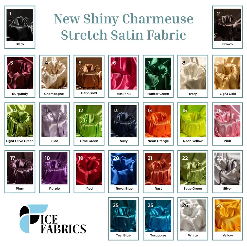 Charmeuse Stretch Satin Fabric – Silky Lightweight Fashion Material 1